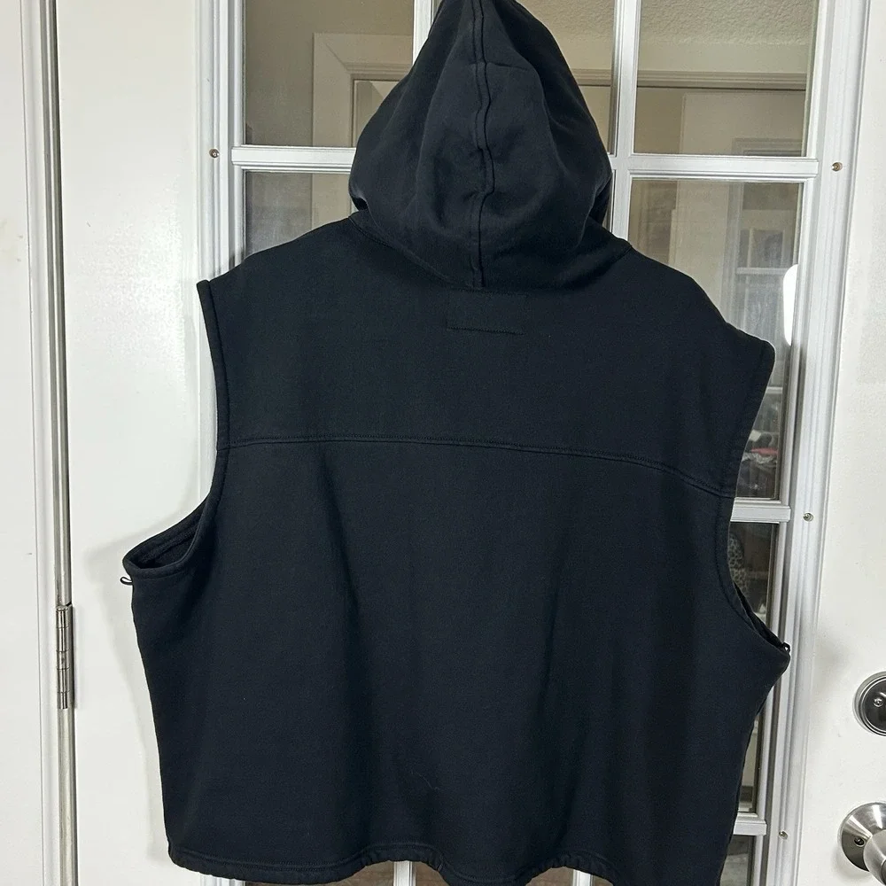Harley Davidson Bar Shield Fleece Hooded Zip Vest Black 3XL Biker Moto 2007‎